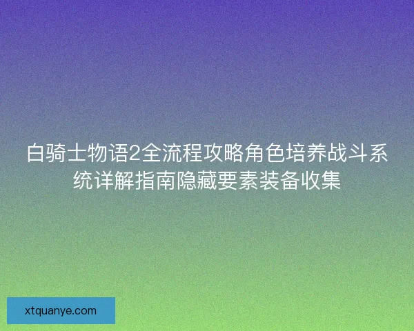 白骑士物语2全流程攻略角色培养战斗系统详解指南隐藏要素装备收集