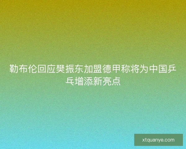 勒布伦回应樊振东加盟德甲称将为中国乒乓增添新亮点 勒布伦回应樊振东加盟德甲称将为中国乒乓增添新亮点